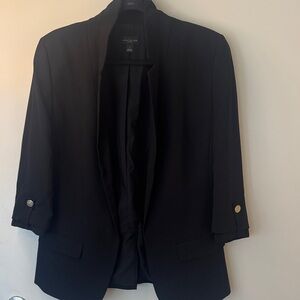 Ann Taylor Black Open-Front Three-Quarter Sleeve Blazer